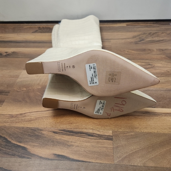 Schutz Asya Up Crocodile Embossed Leather Boots Egg Shell. Sz 7B New without box - Picture 12 of 13